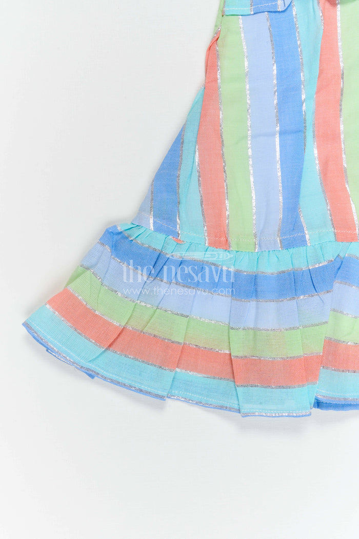 The Nesavu Girls Cotton Frock Girls Striped Frock for Summer Outings and Playful Days Nesavu Nesavu Girls Striped Cotton Frock For Summer Outings And Playful Celebrations