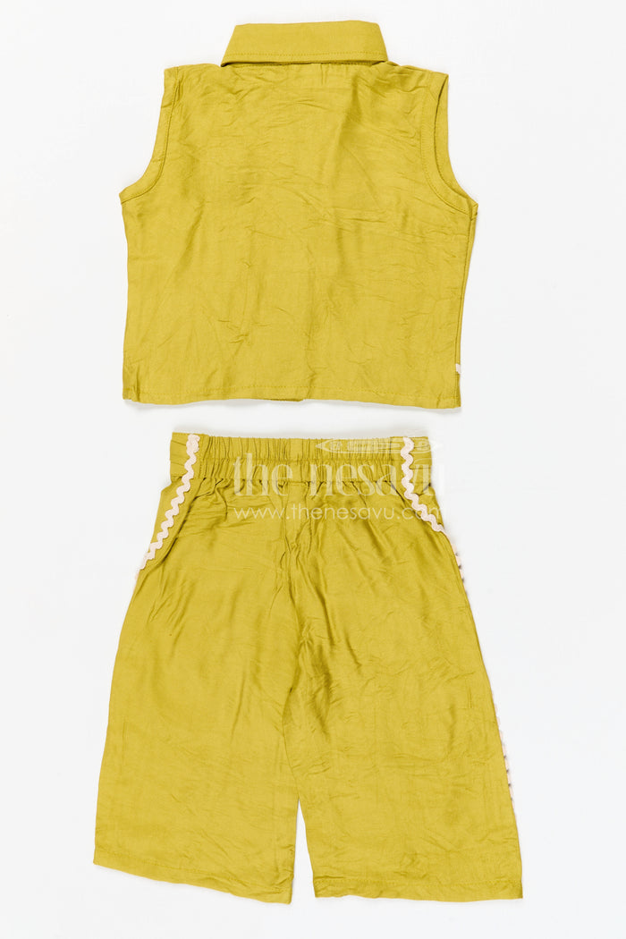 The Nesavu Girls Co-Ord Sets Girls Stylish Bubble Crepe Co-ord Set for Summer Outings and Casual Celebrations Nesavu Nesavu girls bubble crepe co-ord set for summer outings casual wear and stylish kids fashion