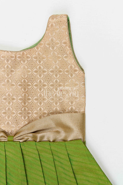 The Nesavu Girls Kanchi Silk Frock Girls Temple Wear Silk Frock for Traditional Occasions Nesavu Nesavu Girls Temple Wear Kanchivaram Silk Frock For Traditional Ceremonies And Festive Occasions