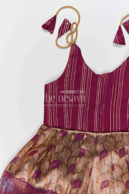 The Nesavu Tie-up Frock Girls Tie up Frock for Wedding and Festive Occasions Nesavu Nesavu Girls Tie Up Frock With Zari Border For Weddings And Festive Celebrations