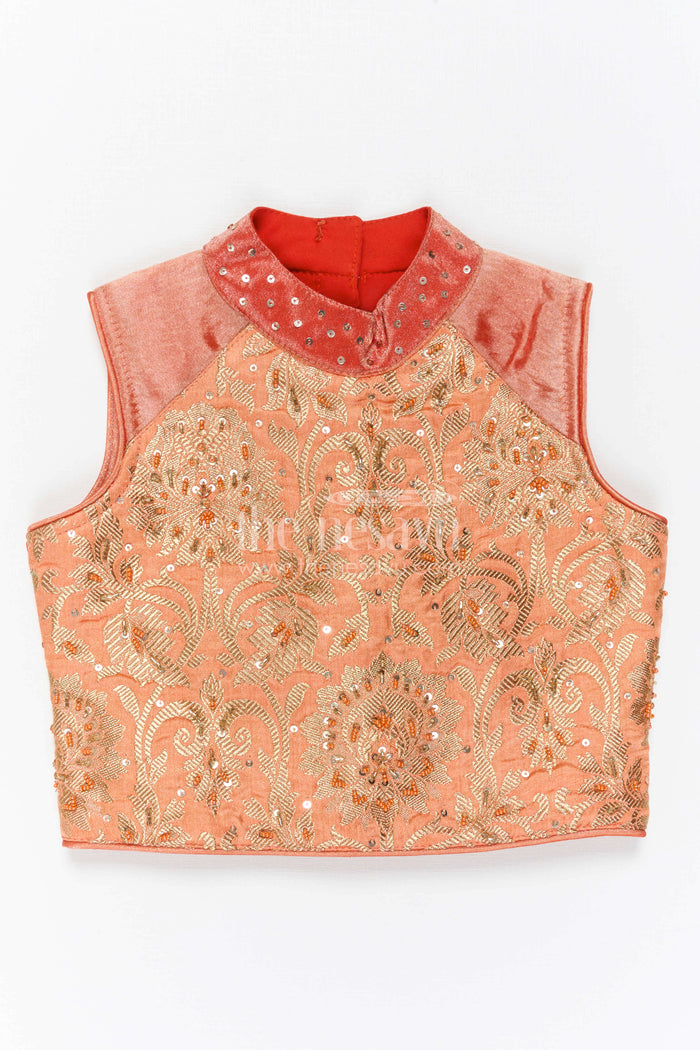 The Nesavu Girls Lehenga Choli Girls Traditional Lehenga Set for Festive Functions and Celebrations Nesavu Nesavu Girls Traditional Lehenga Set With Embroidered Yoke For Festive Family Celebrations