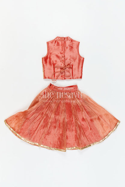 The Nesavu Girls Lehenga Choli Girls Traditional Lehenga Set for Festive Functions and Celebrations Nesavu Nesavu Girls Traditional Lehenga Set With Embroidered Yoke For Festive Family Celebrations