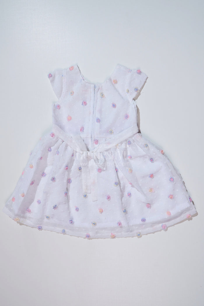 The Nesavu Girls Cotton Frock Girls White Frock with Delicate Floral Embroidery and Satin Bow for Elegant Look Nesavu Nesavu Girls White Frock Floral Embroidery Satin Bow Special Occasions