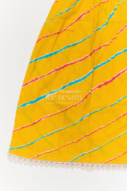 The Nesavu Girls Cotton Frock Girls Yellow Cotton Frock with Flutter Sleeves for Summer Outings Nesavu Nesavu yellow cotton frock for girls with flutter sleeves and digital print – perfect for sunny days