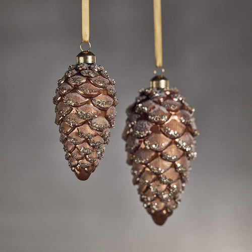 Glass Pine Cone Ornament - Copper Bronze - Christmas Decor by Carlyle Avenue