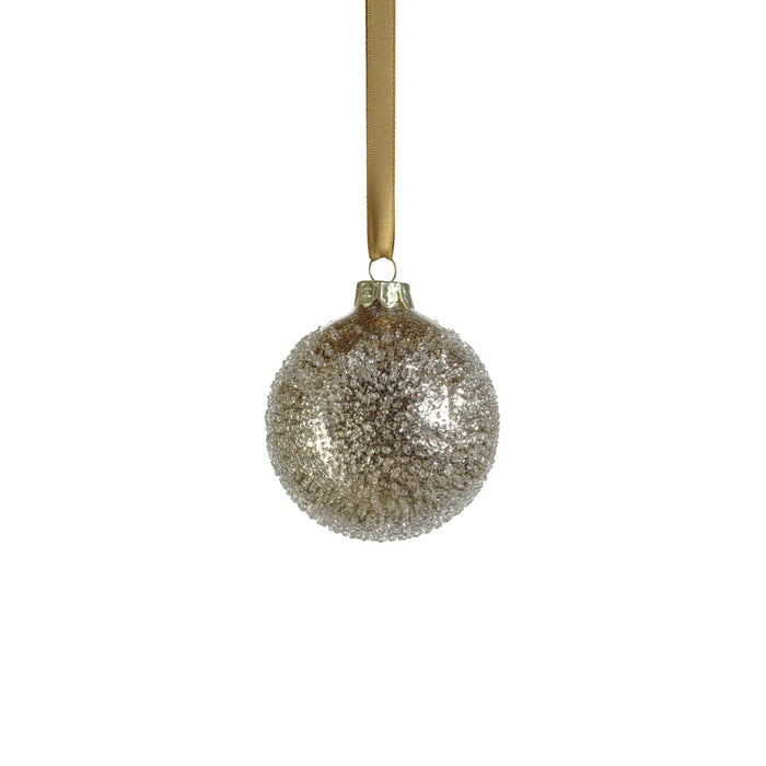 Golden Sugar Bead Glass Ball Ornament - Gold - Ornaments by Carlyle Avenue