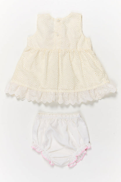 The Nesavu Baby Cotton Frocks Hakoba Frock with Bloomers for Baby Girls’ First Outings Nesavu Nesavu baby hakoba frock with floral details and bloomers for first outings and gifting