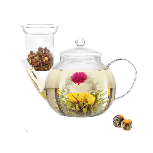 Handblown Glass Teapot for Blooming Teas