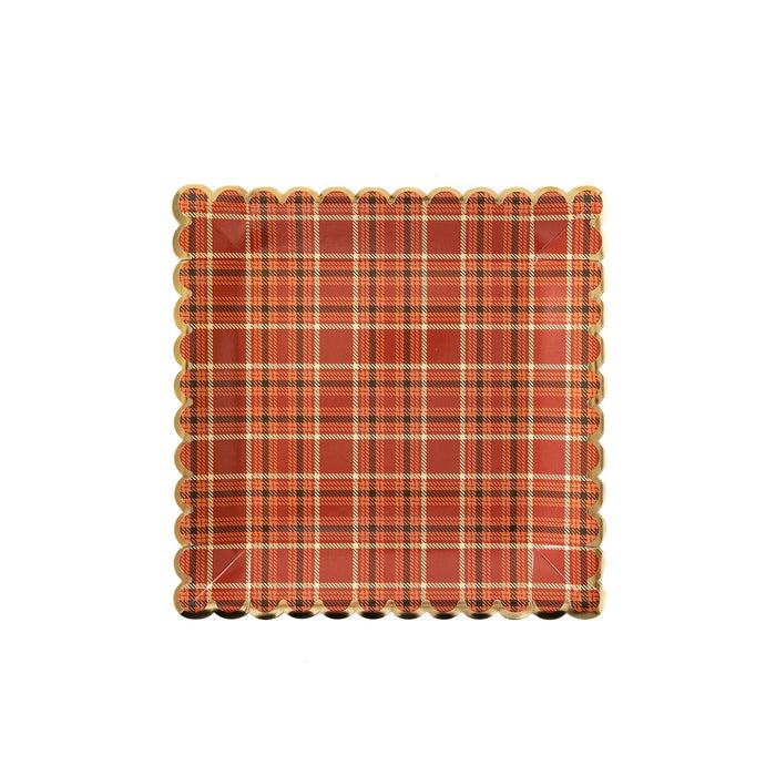 Harvest Plaid 9" Scalloped Plate