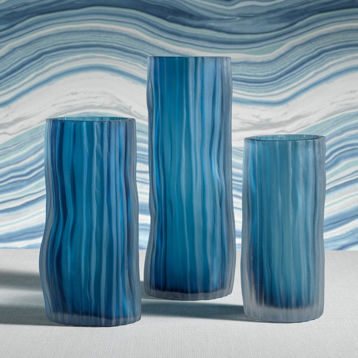 Indigo Powder Glass Vases - Blue - Vases by Carlyle Avenue