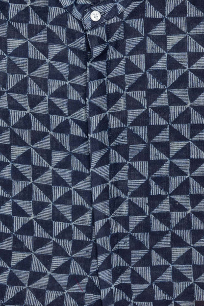 The Nesavu Boys Linen Shirt Indigo Serenity: Linen Boys' Shirt with Tranquil Blue Prints for a Calming Look Nesavu Tranquil Blue Printed Shirt | Baby Shirt Online | The Nesavu
