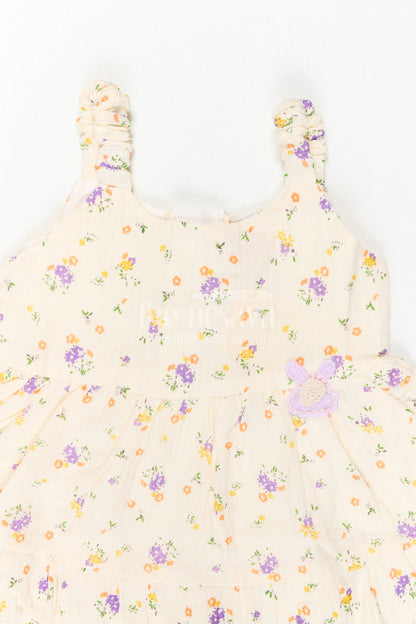 The Nesavu Baby Cotton Frocks Infant Floral Frock for Birthday Playdates Nesavu Nesavu Infant Floral Frock For Birthday Playdates With Muslin Cotton And Butterfly Detail
