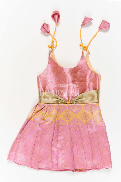 Infant Kanchi Silk Frock for First Pooja and Family Photos