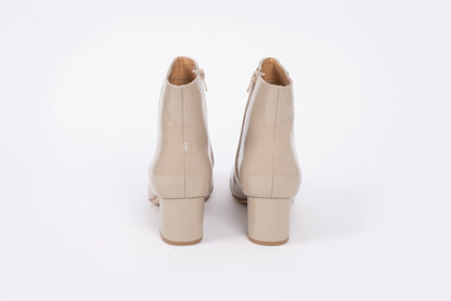Back view of Izzy boot in taupe. Womens footwear in larger sizes UK 8-12