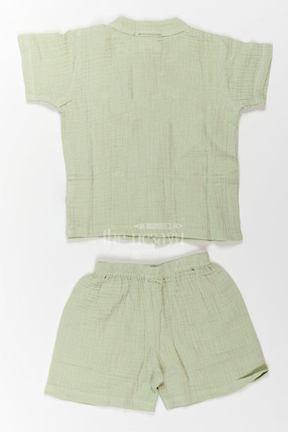 The Nesavu Night Dress Kids Breathable Pajama Set for Summer Sleep and Relaxed Mornings Nesavu Nesavu Kids Breathable Muslin Pajama Set For Summer Sleep Relaxed Mornings With Floral Embroidered Top
