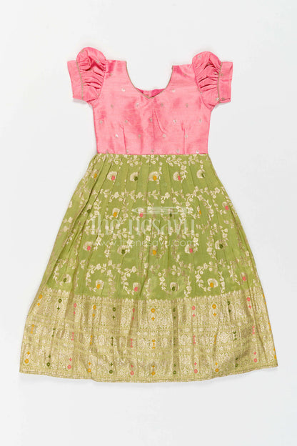 Kids Ethnic Silk Gown for Pooja Events and Family Gatherings