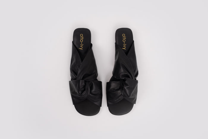 Aerial shot of lani sandal in black available in larger womens sizes 42-46