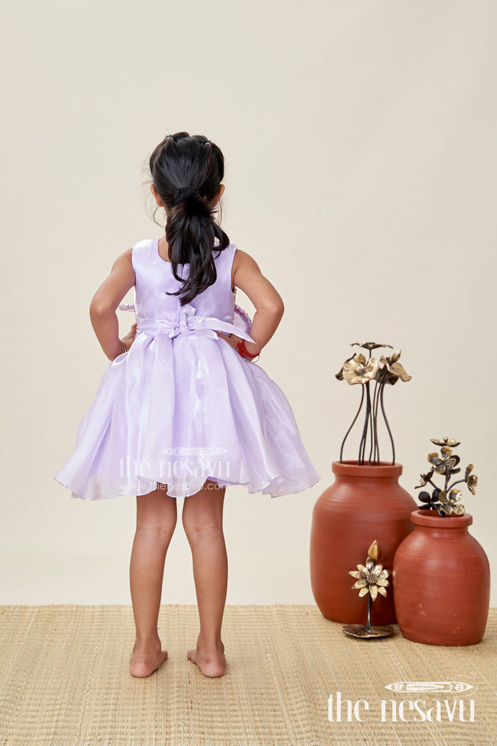 The Nesavu Girls Fancy Party Frock Lavender Party Frock for Girls Sequin Yoke Organza Dress for Birthdays Nesavu Nesavu Lavender Party Frock Girls Sequin Yoke Organza Dress Birthdays Celebrations