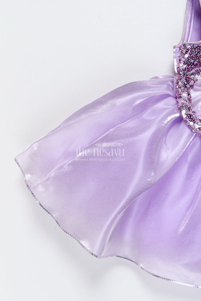 The Nesavu Girls Fancy Party Frock Lavender Party Frock for Girls Sequin Yoke Organza Dress for Birthdays Nesavu Nesavu Lavender Party Frock Girls Sequin Yoke Organza Dress Birthdays Celebrations