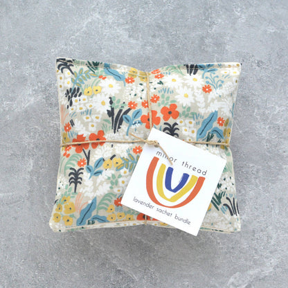Lavender Sachet Bundle Meadow Floral in Natural & Gold