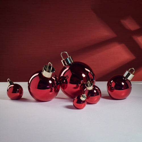LED Metallic Glass Ornament Ball - Red - Holiday Decor by Carlyle Avenue