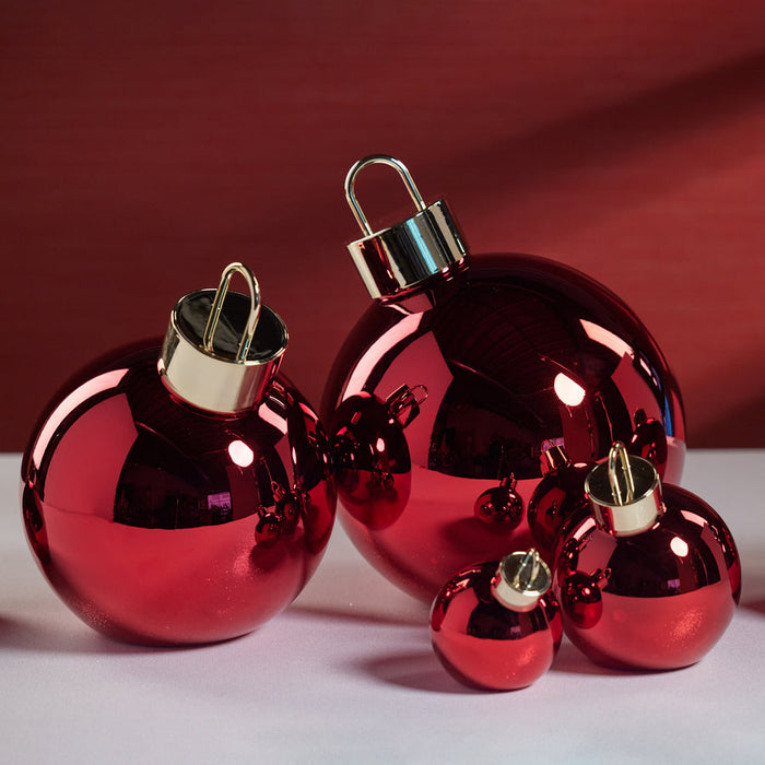 LED Metallic Glass Ornament Ball - Red - Holiday Decor by Carlyle Avenue