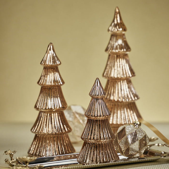 LED Ribbed Antique Tree - Rose Gold - Christmas Decor by Carlyle Avenue