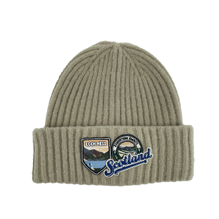 Big Country Loch Ness Patch Beanie Hat Khaki Front View