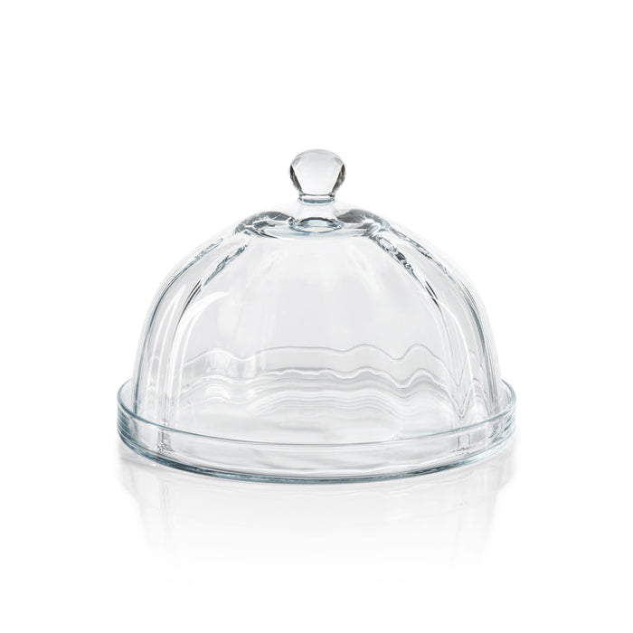 Loulou Optic Pastry Glass Plate with Cloche - Serveware by Carlyle Avenue