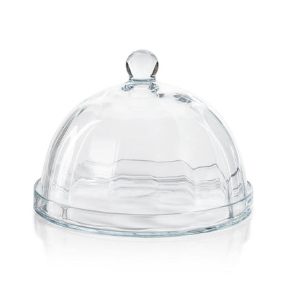 Loulou Optic Pastry Glass Plate with Cloche - Serveware by Carlyle Avenue