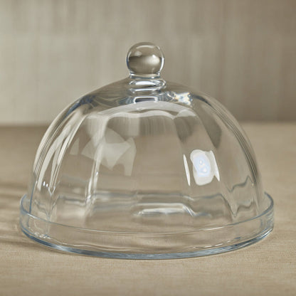 Loulou Optic Pastry Glass Plate with Cloche - Serveware by Carlyle Avenue