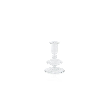 Lucerna Glass Taper Holder - Clear - Taper Holder by Carlyle Avenue