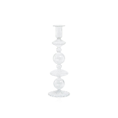 Lucerna Glass Taper Holder - Clear - Taper Holder by Carlyle Avenue