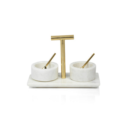 Marble Condiment Set of 2 Bowls w/Spoons - Kitchenware by Carlyle Avenue