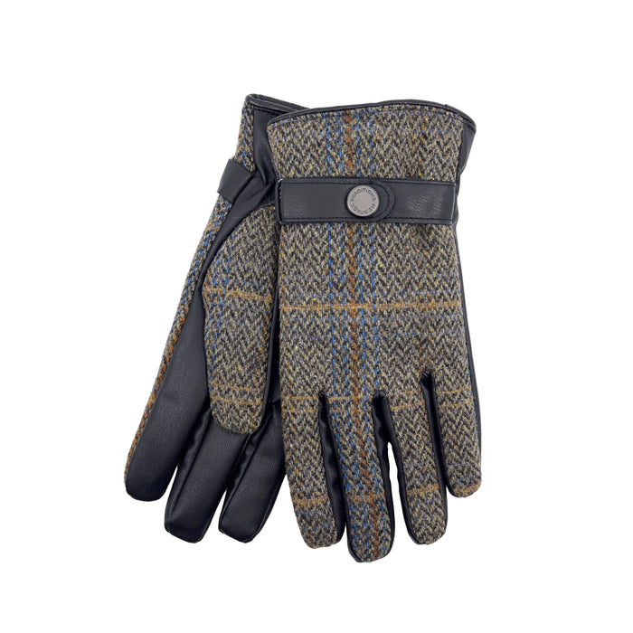 Mens Tweed Stud Gloves