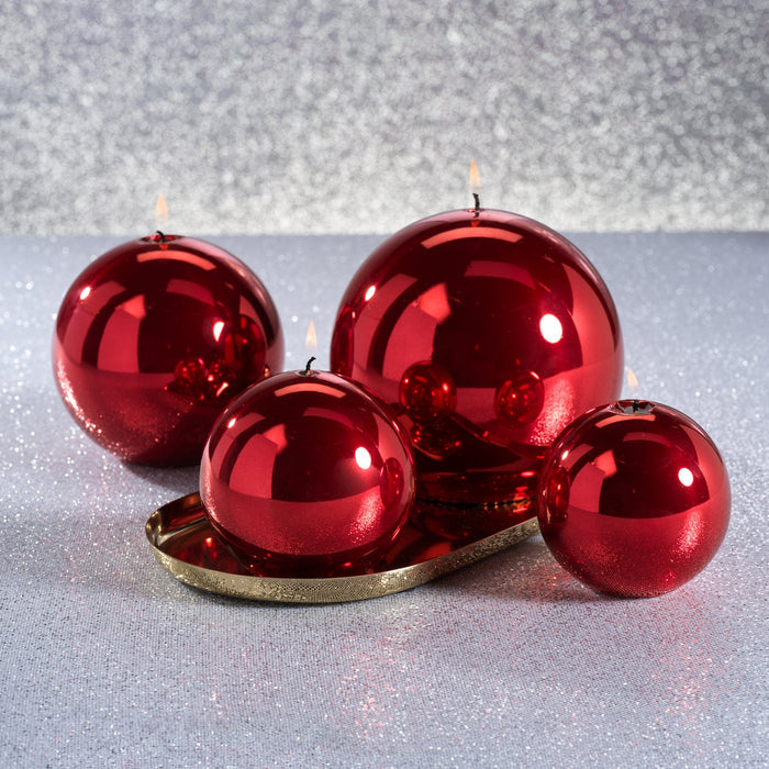 Metallic Ball Candle - Matte Pearl Red - Candles by Carlyle Avenue