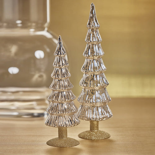 Miramonti Glass Tree on Gold Glitter Base - Silver - Christmas Trees by Carlyle Avenue