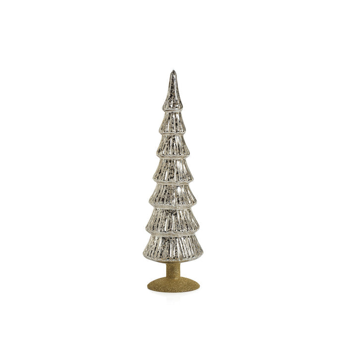 Miramonti Glass Tree on Gold Glitter Base - Silver - Christmas Trees by Carlyle Avenue