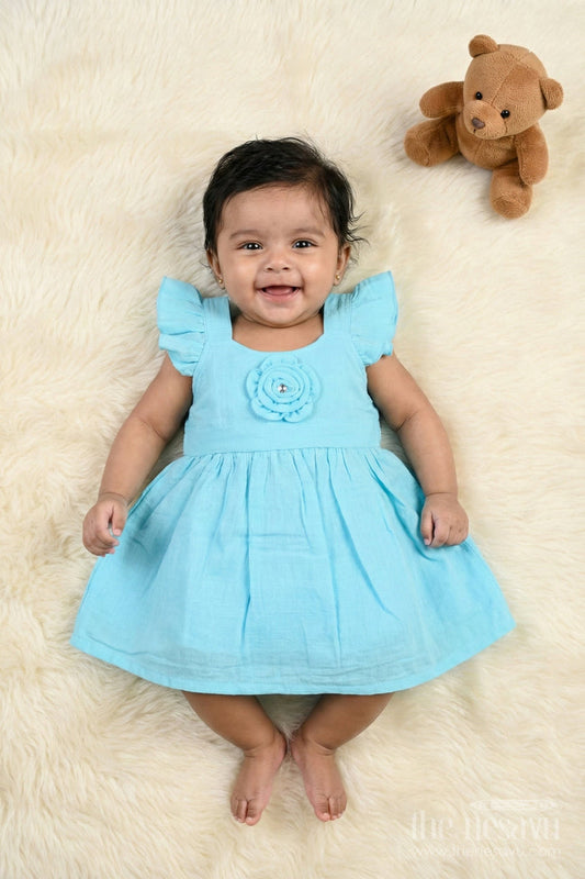 The Nesavu Girls Cotton Frock Muslin Cotton Frock for Baby Girls' Casual Outings Nesavu Nesavu baby girl cotton frock for casual outings and summer comfort wear