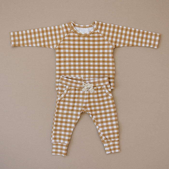 Mustard Gingham Two-piece Pocket Set