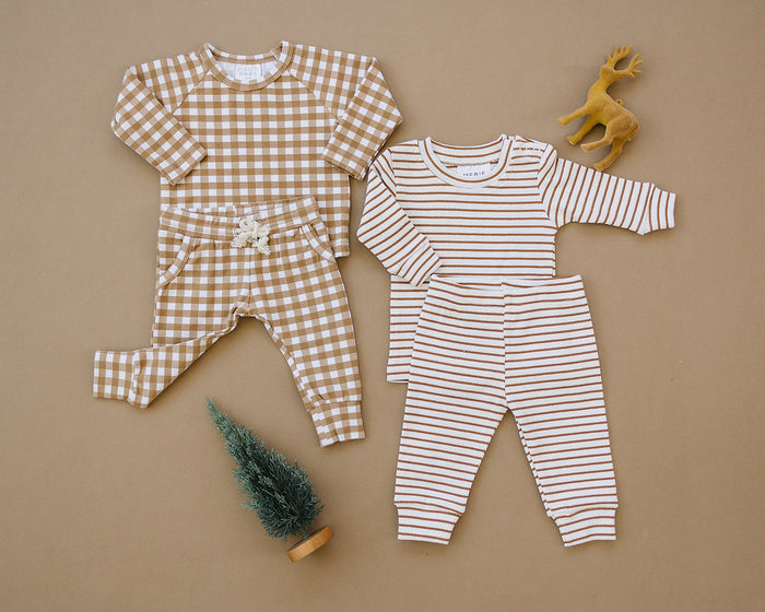 Mustard Gingham Two-piece Pocket Set