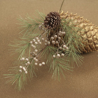 Needle Pine Tree w/Glitter Pinecone Pick - Holiday Decor by Carlyle Avenue