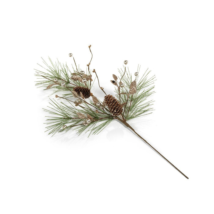 Needle Pine Tree w/Glitter Pinecone Pick - Holiday Decor by Carlyle Avenue