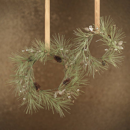 Needle Pine Tree w/Glitter & Pinecone Wreath - Holiday Decor by Carlyle Avenue