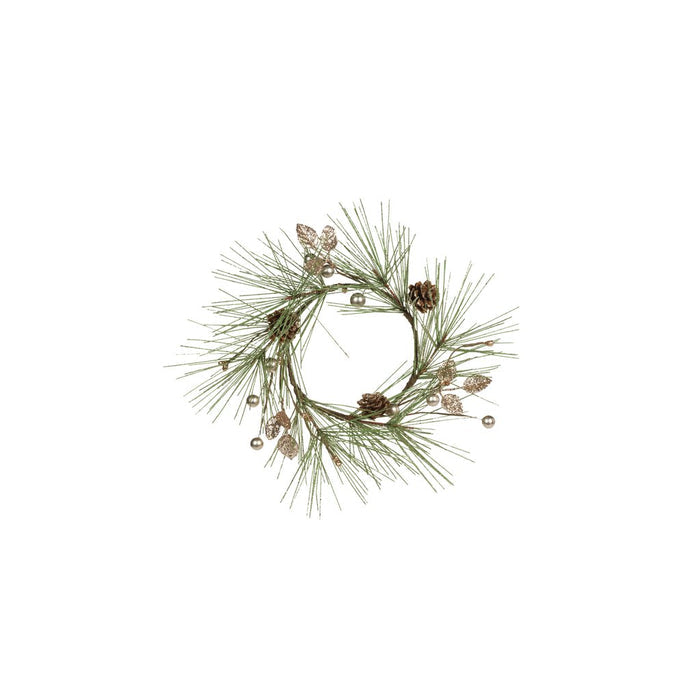 Needle Pine Tree w/Glitter & Pinecone Wreath - Holiday Decor by Carlyle Avenue