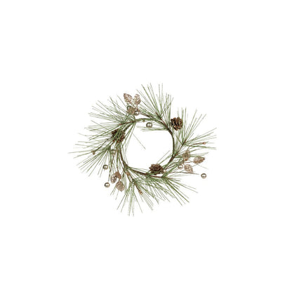 Needle Pine Tree w/Glitter & Pinecone Wreath - Holiday Decor by Carlyle Avenue
