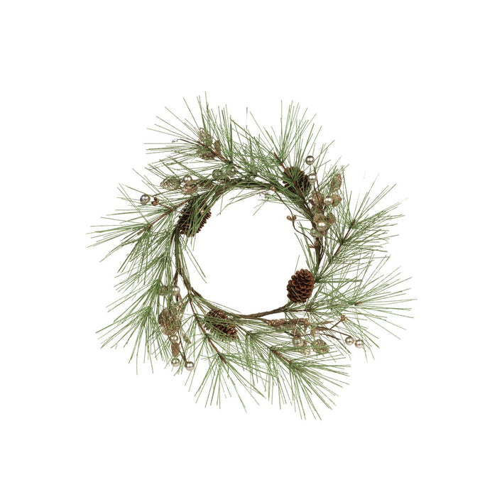 Needle Pine Tree w/Glitter & Pinecone Wreath - Holiday Decor by Carlyle Avenue