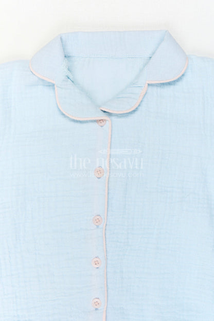 The Nesavu Girls Co-Ord Sets Nesavu Kids Muslin Cotton Lounge Co Ord Set with Relaxed Fit for Travel and Sleepwear Nesavu Nesavu Kids Muslin Cotton Lounge Co Ord Set With Relaxed Fit For Travel And Sleepwear