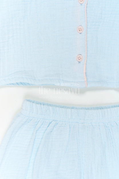 The Nesavu Girls Co-Ord Sets Nesavu Kids Muslin Cotton Lounge Co Ord Set with Relaxed Fit for Travel and Sleepwear Nesavu Nesavu Kids Muslin Cotton Lounge Co Ord Set With Relaxed Fit For Travel And Sleepwear