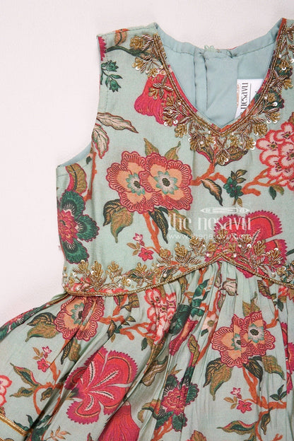 The Nesavu Girls Sharara / Plazo Set Nesavu Modal Silk Printed Sharara Dress for Girls Diwali and Dussehra Special Nesavu Nesavu Modal Silk Sharara Dress for Girls | Diwali and Dussehra Special